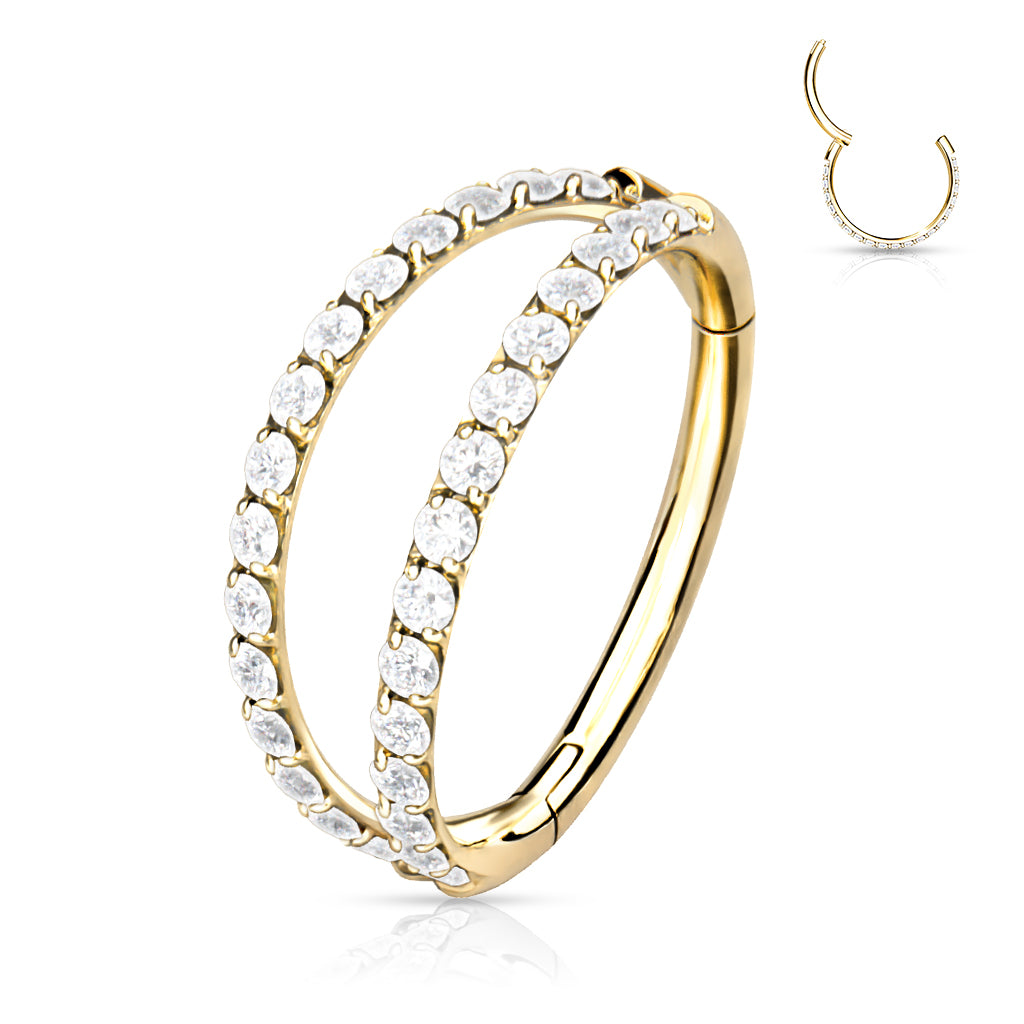 16G Titanium Hinged Segment Double Hoop Ring